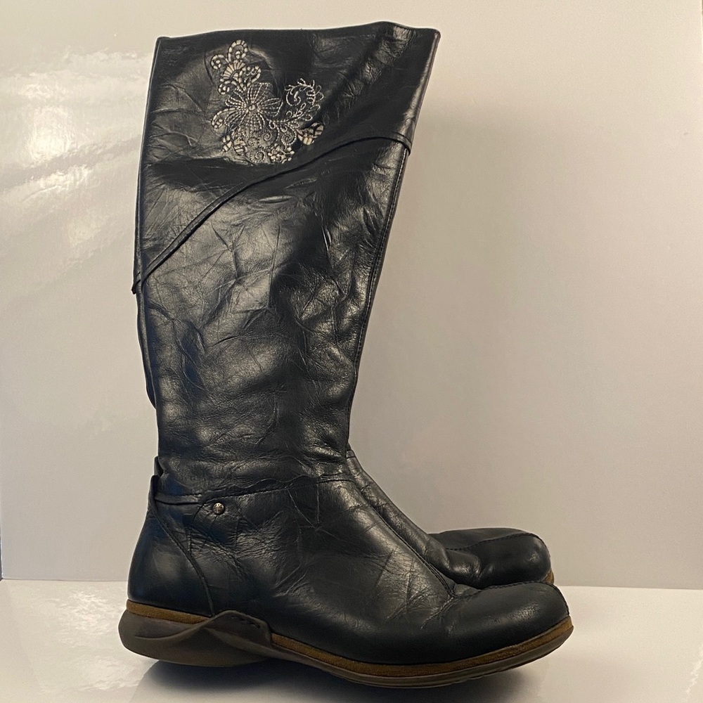 Romika Black Leather Embellished Knee-High Boots 39